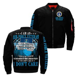 I Am An Air force Veteran I Love Freedom I Wore Dogtags I Have A DD-214 Over Print Jacket