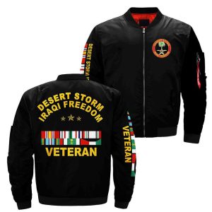 Desert storm iraqi freedom veteran over print jacket