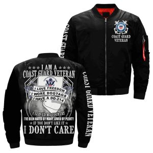 I Am A Coast guard Veteran I Love Freedom I Wore Dogtags I Have A DD-214 Over Print Jacket