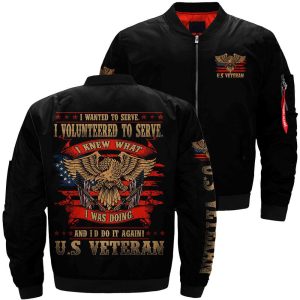 I wanted to serve i volunteered veteran over print Bomber jacket