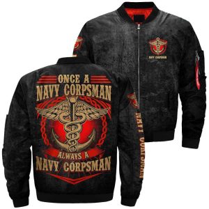 Once a navy corpsman always a navy corpsman over Print jacket
