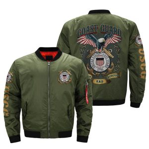 U.S COAST GUARD, SEARCH & RESCUE OVER PRINT JACKET Green