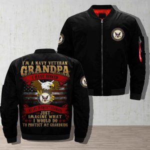Navy Manpower Over Print Jacket