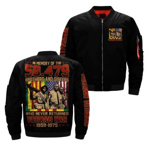 In Memory Of The 58479 Brothers and sisters who never returned Vietnam War 1959 – 1975 Over Print Jacket